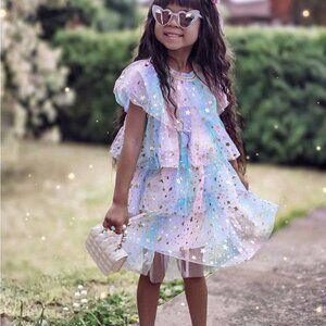 Lola & The Boys Pastel Stars Dress Girls SZ 7/8